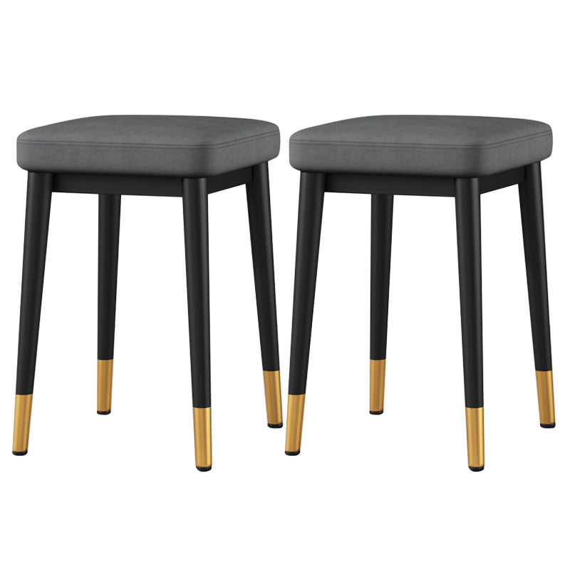 Square Ottoman Solid Color Upholstered Metal Frame Fabric Standard Ottoman