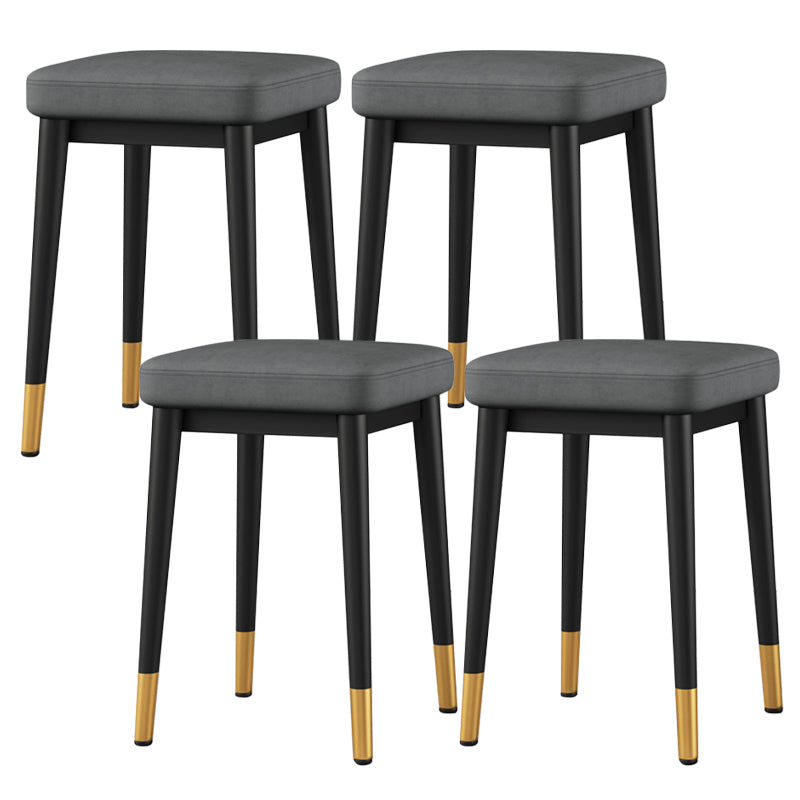 Square Ottoman Solid Color Upholstered Metal Frame Fabric Standard Ottoman