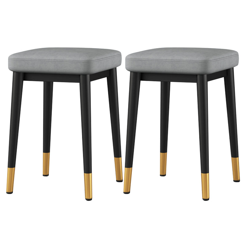 Square Ottoman Solid Color Upholstered Metal Frame Fabric Standard Ottoman