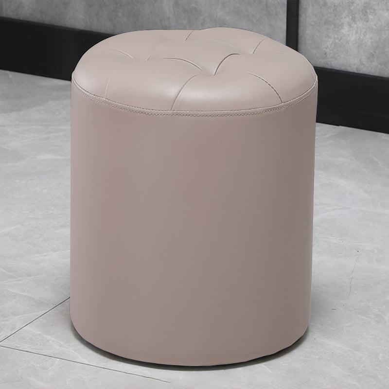 Modern Pouf Ottoman Genuine Leather Upholstered Tufted Stain Resistant Solid Color Ottoman