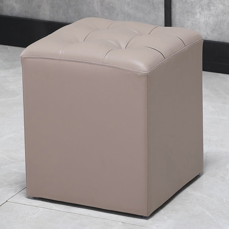 Modern Pouf Ottoman Genuine Leather Upholstered Tufted Stain Resistant Solid Color Ottoman