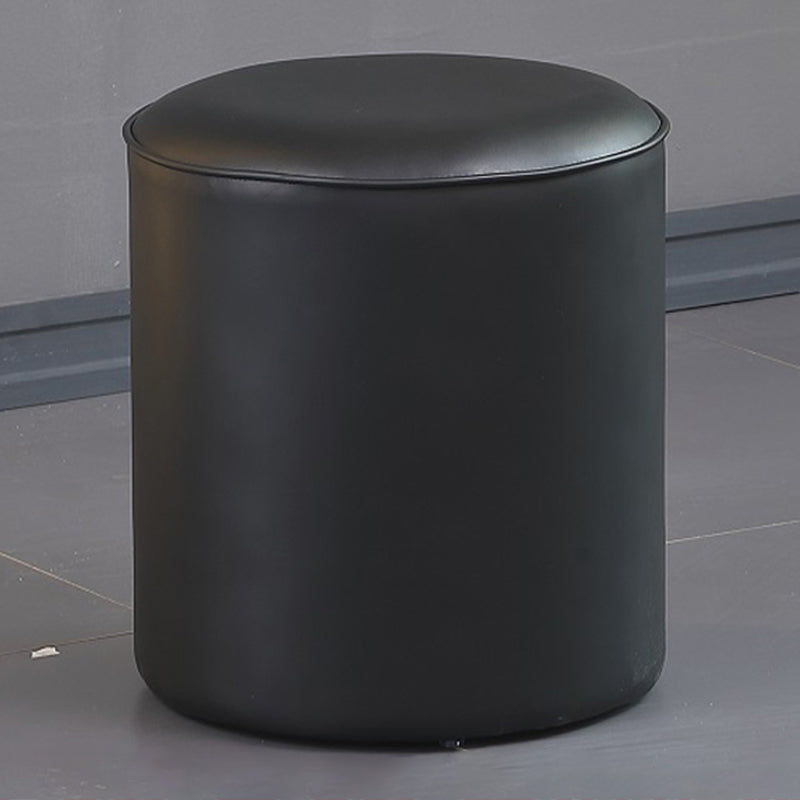 Contemporary Pouf Ottoman Genuine Leather Upholstered Solid Color Ottoman