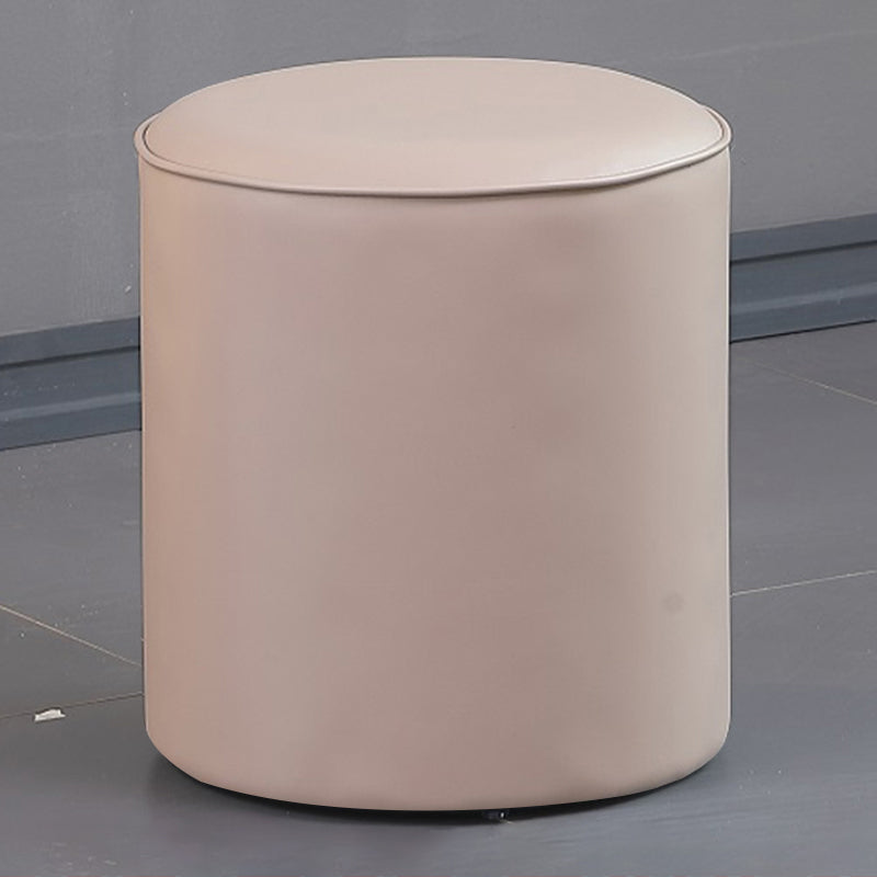 Contemporary Pouf Ottoman Genuine Leather Upholstered Solid Color Ottoman