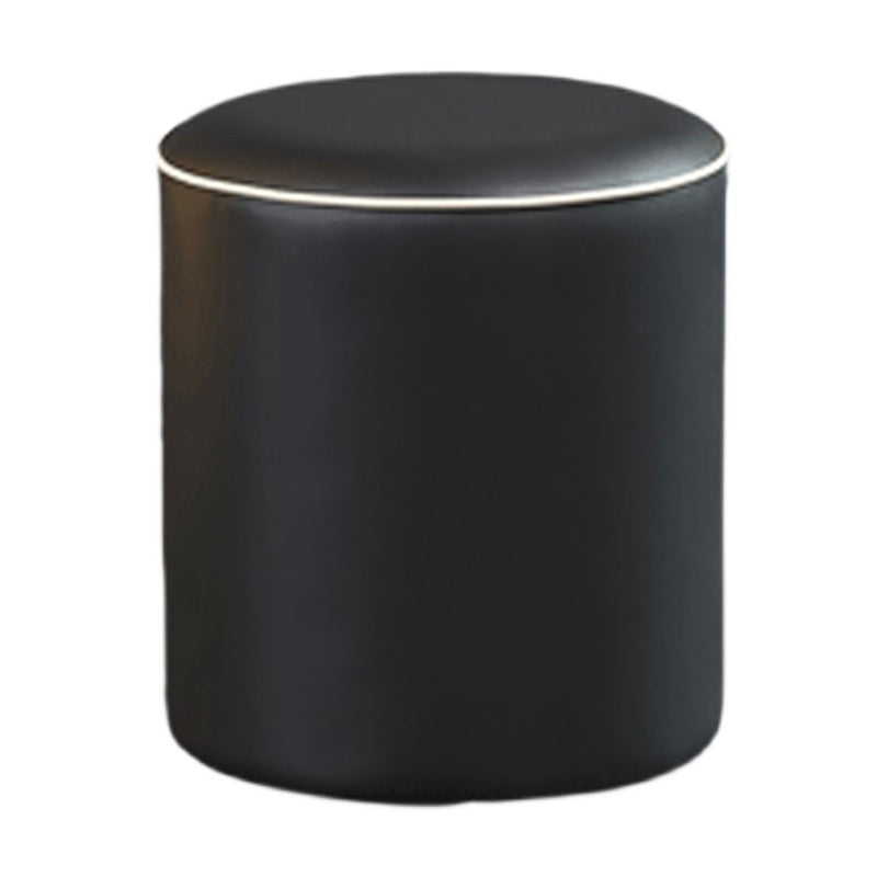 Contemporary Pouf Ottoman Genuine Leather Upholstered Solid Color Ottoman