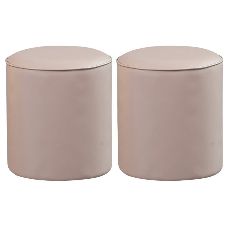 Contemporary Pouf Ottoman Genuine Leather Upholstered Solid Color Ottoman