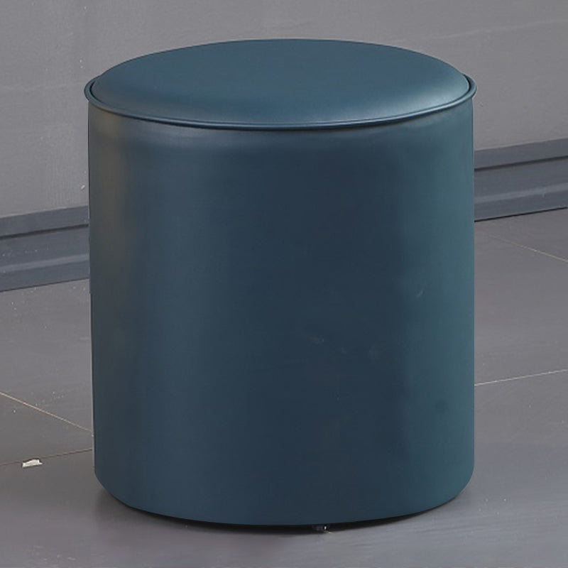 Contemporary Pouf Ottoman Genuine Leather Upholstered Solid Color Ottoman