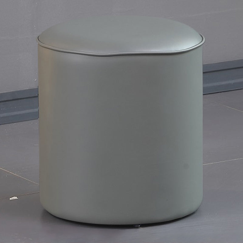 Contemporary Pouf Ottoman Genuine Leather Upholstered Solid Color Ottoman