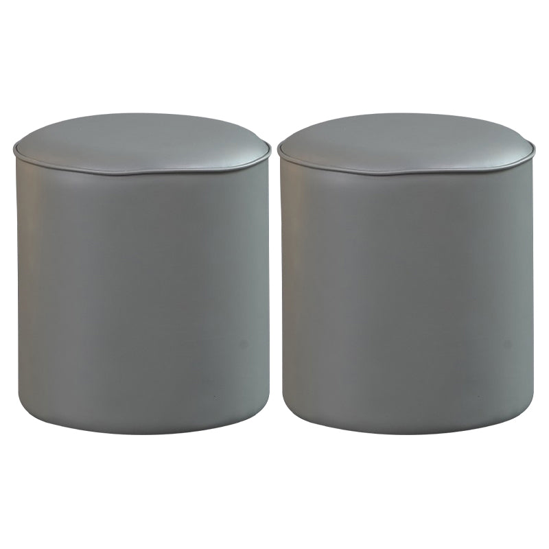 Contemporary Pouf Ottoman Genuine Leather Upholstered Solid Color Ottoman