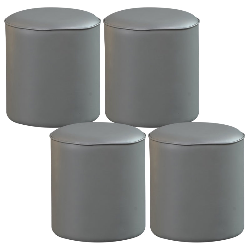 Contemporary Pouf Ottoman Genuine Leather Upholstered Solid Color Ottoman