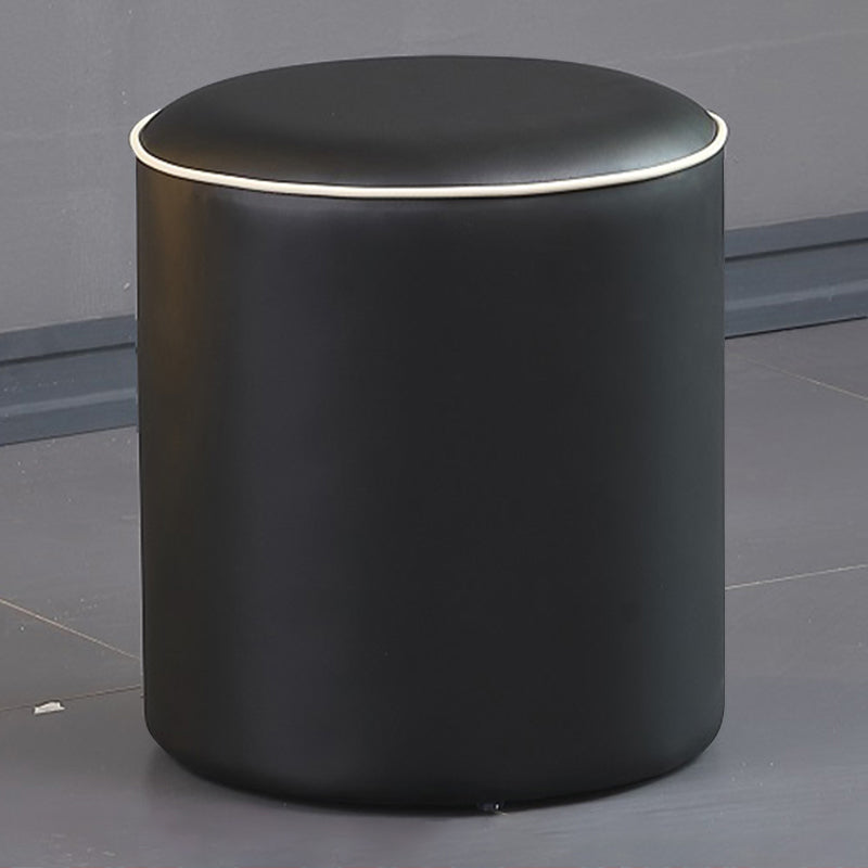 Contemporary Pouf Ottoman Genuine Leather Upholstered Solid Color Ottoman