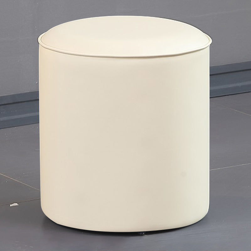 Contemporary Pouf Ottoman Genuine Leather Upholstered Solid Color Ottoman