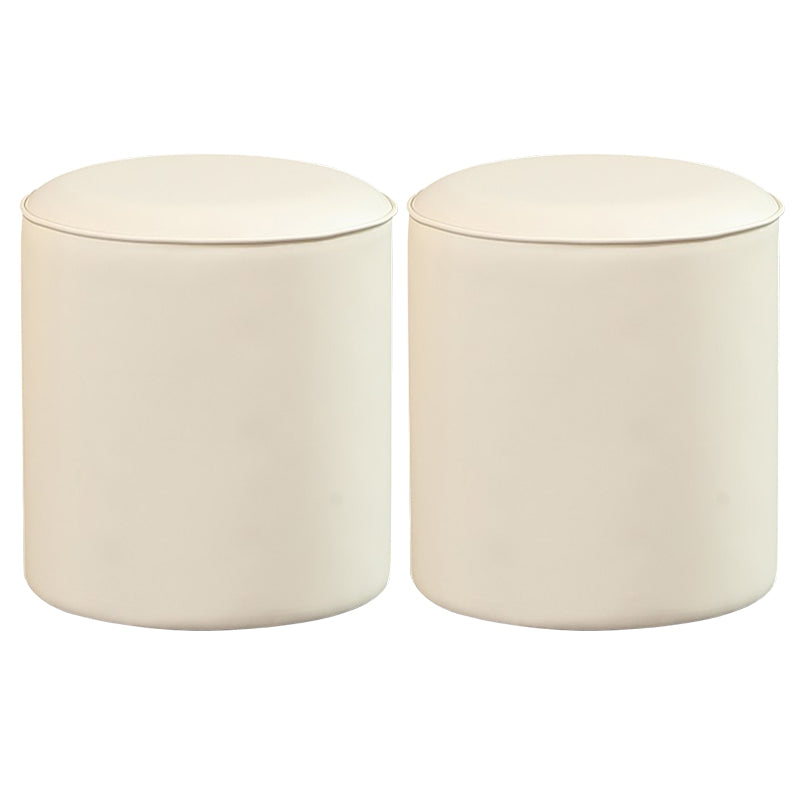 Contemporary Pouf Ottoman Genuine Leather Upholstered Solid Color Ottoman