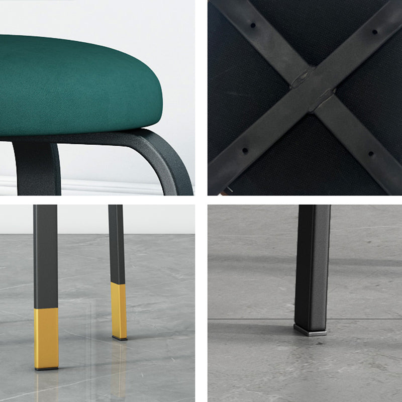 Fabric Round Water Resistant Ottoman Modern Solid Color Metal Frame Ottoman