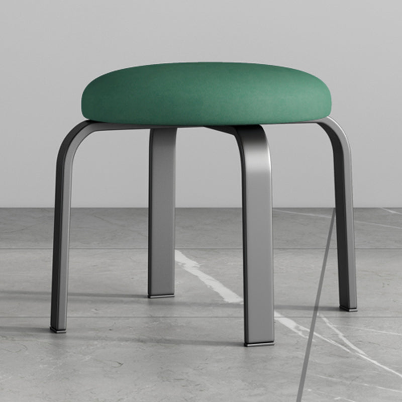 Fabric Round Water Resistant Ottoman Modern Solid Color Metal Frame Ottoman