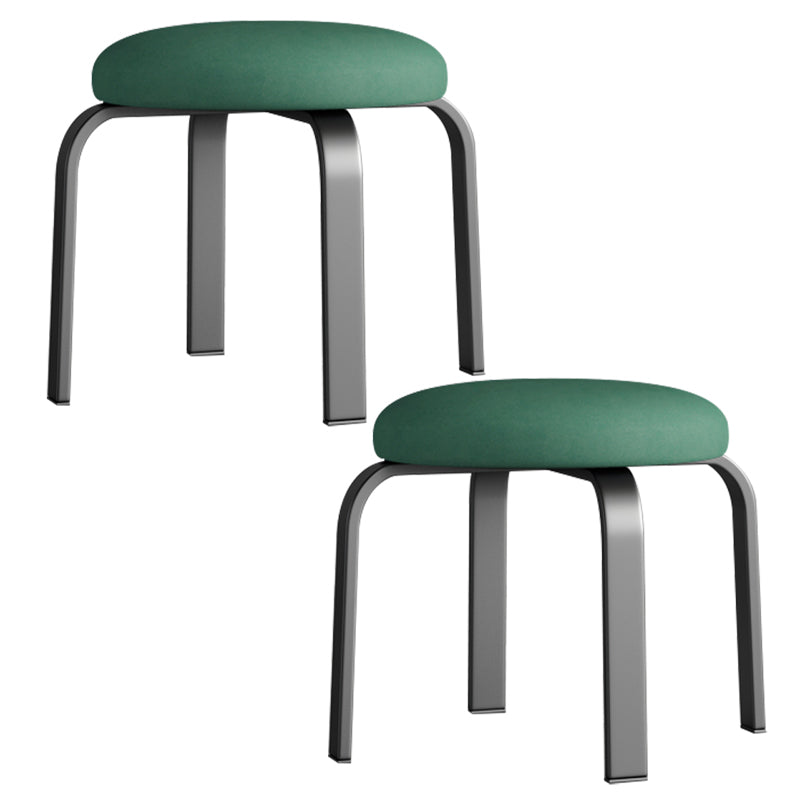 Fabric Round Water Resistant Ottoman Modern Solid Color Metal Frame Ottoman