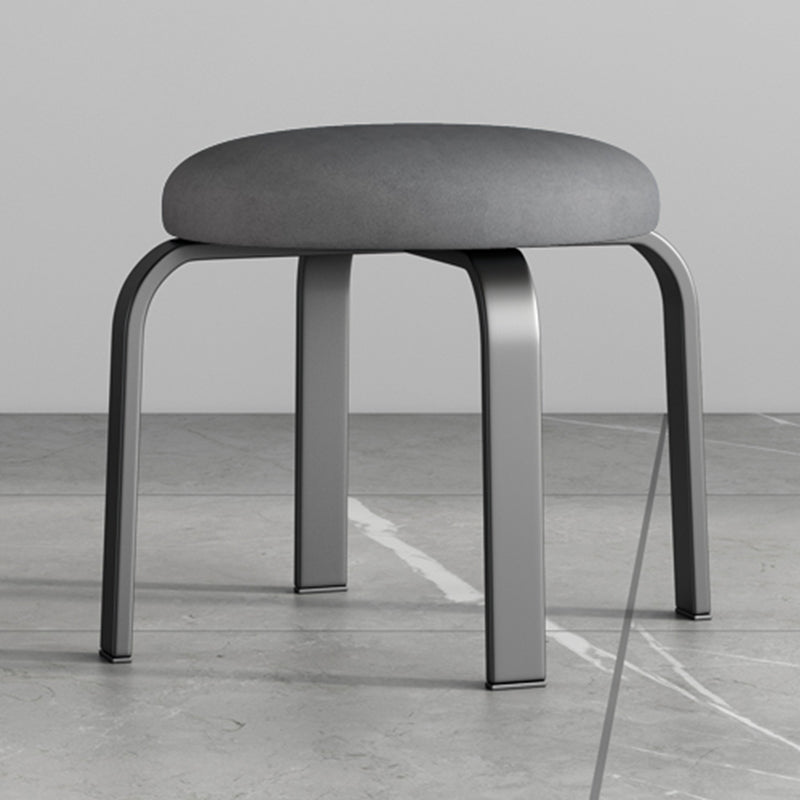 Fabric Round Water Resistant Ottoman Modern Solid Color Metal Frame Ottoman