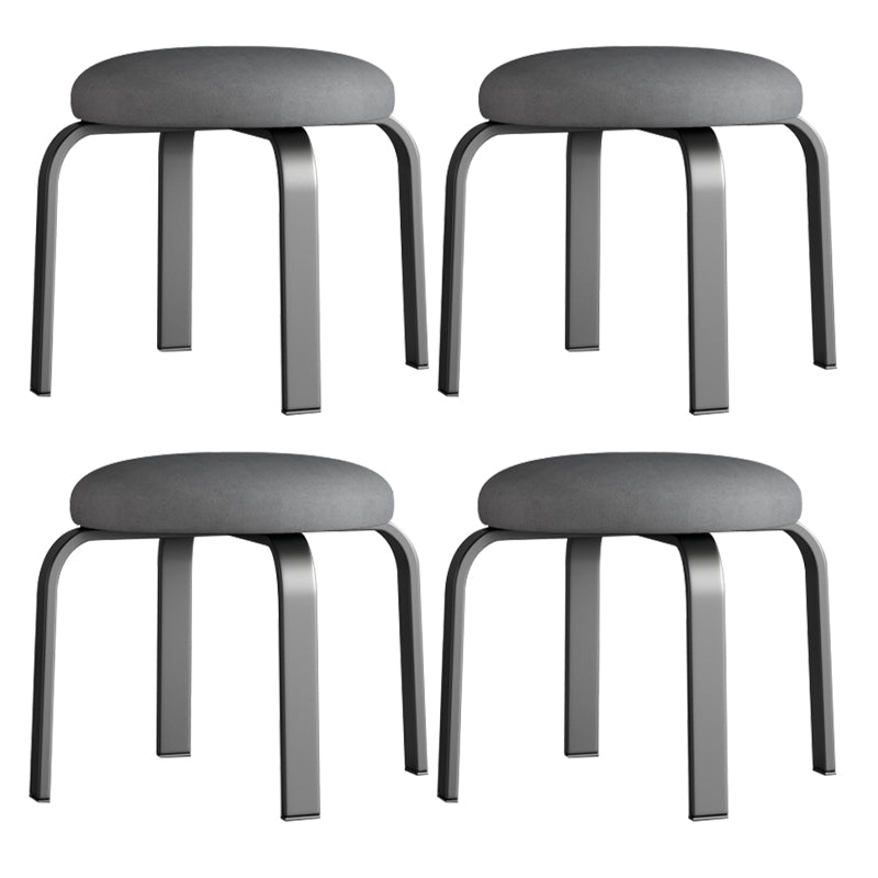 Fabric Round Water Resistant Ottoman Modern Solid Color Metal Frame Ottoman