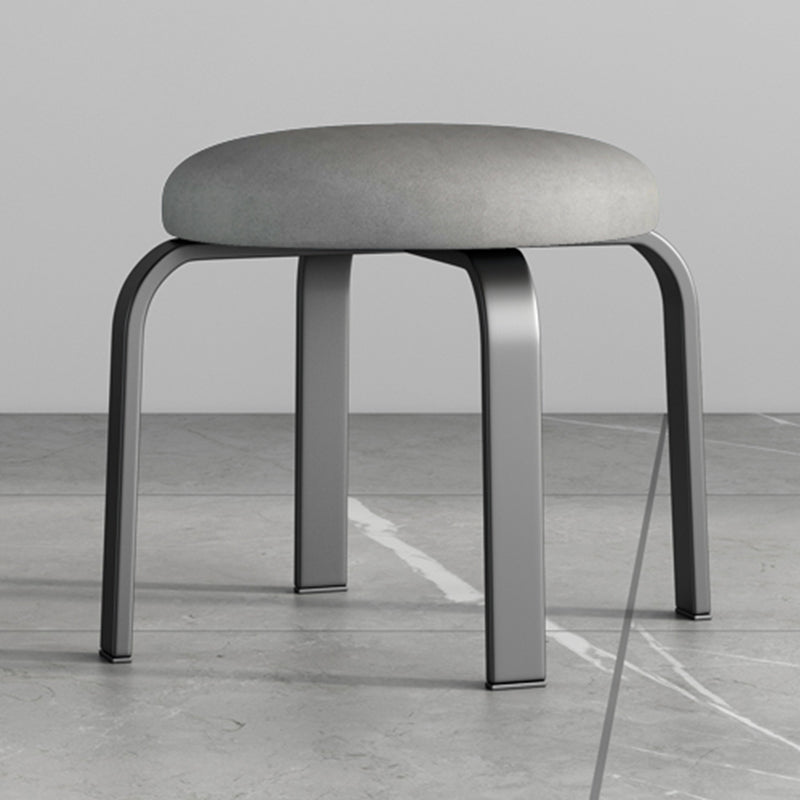 Fabric Round Water Resistant Ottoman Modern Solid Color Metal Frame Ottoman