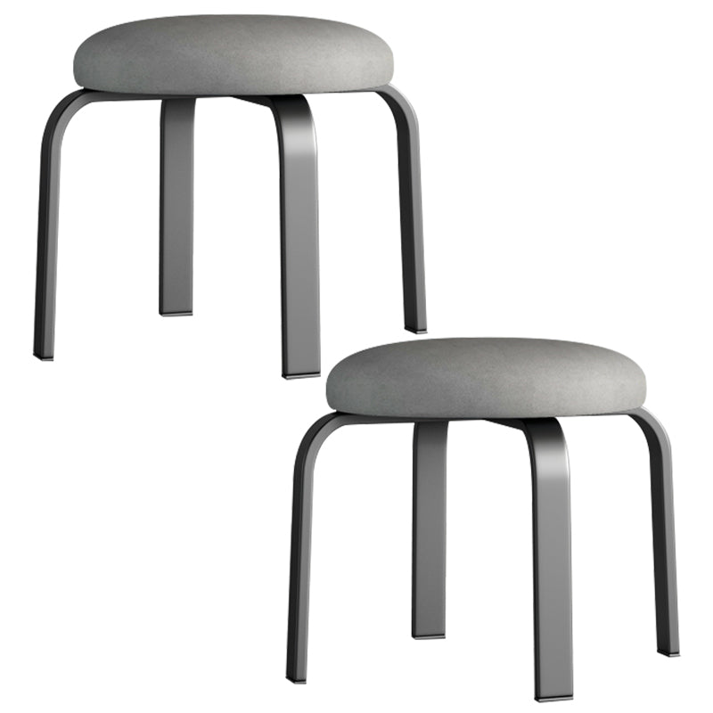 Fabric Round Water Resistant Ottoman Modern Solid Color Metal Frame Ottoman