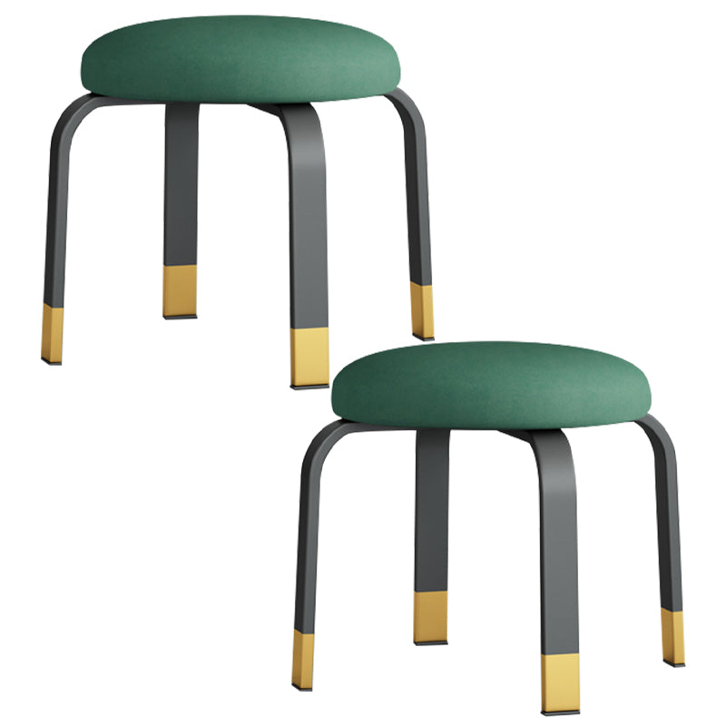 Fabric Round Water Resistant Ottoman Modern Solid Color Metal Frame Ottoman