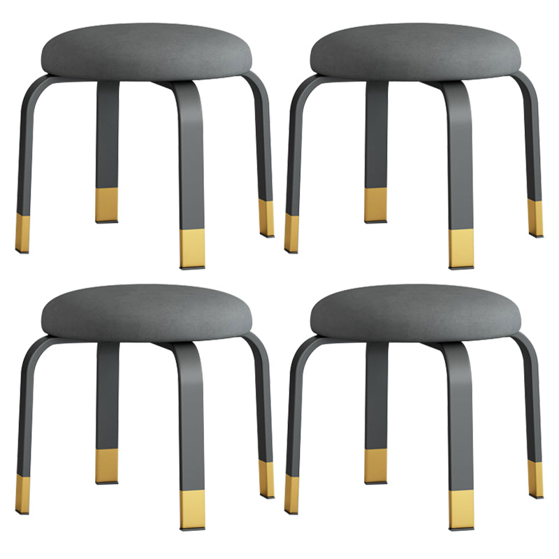 Fabric Round Water Resistant Ottoman Modern Solid Color Metal Frame Ottoman