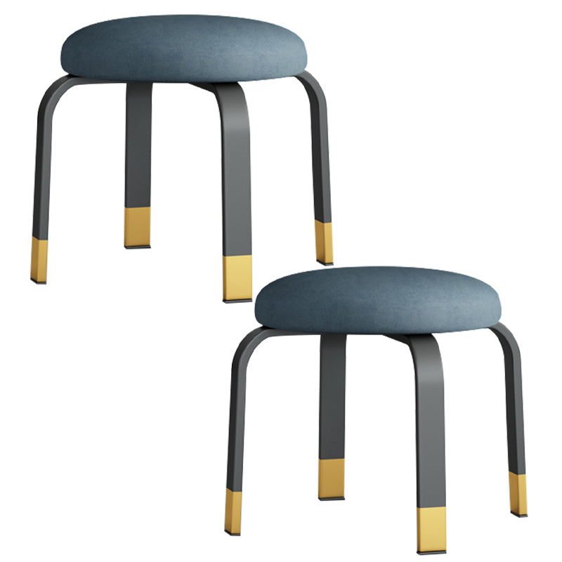 Fabric Round Water Resistant Ottoman Modern Solid Color Metal Frame Ottoman