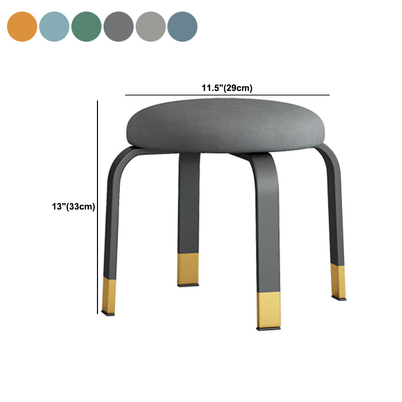 Fabric Round Water Resistant Ottoman Modern Solid Color Metal Frame Ottoman