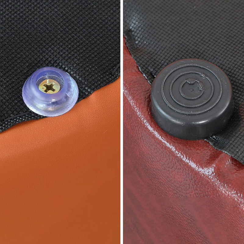 Modern Pouf Ottoman Genuine Leather Upholstered Tufted Cylinder Shape Ottoman