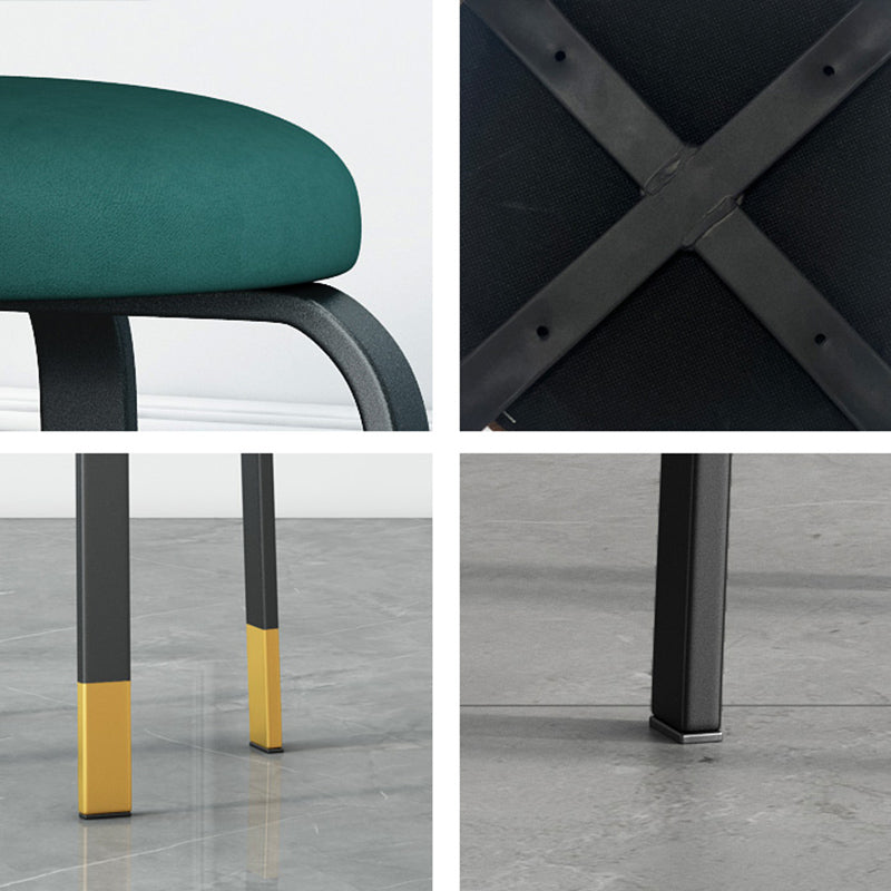 Footstool Ottoman Upholstered Metal Frame Fabric Modern Solid Round Ottoman