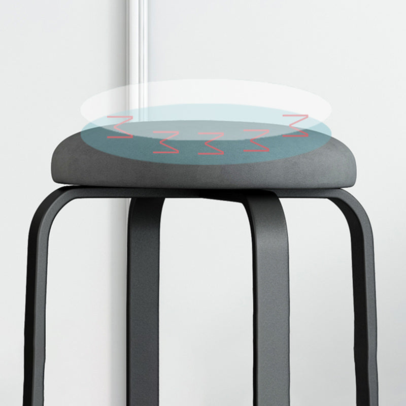 Footstool Ottoman Upholstered Metal Frame Fabric Modern Solid Round Ottoman