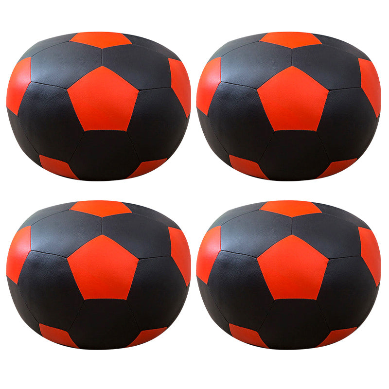 Contemporary Pouf Ottoman Faux Leather Upholstered Spherical Ottoman