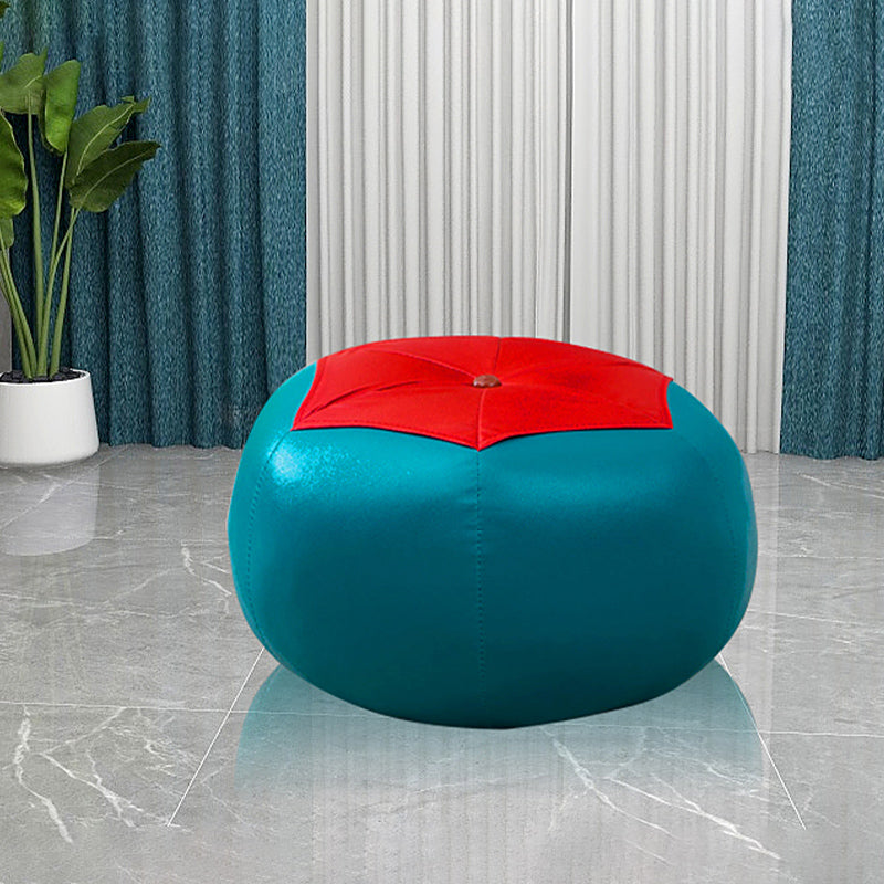 Contemporary Pouf Ottoman Faux Leather Upholstered Spherical Ottoman