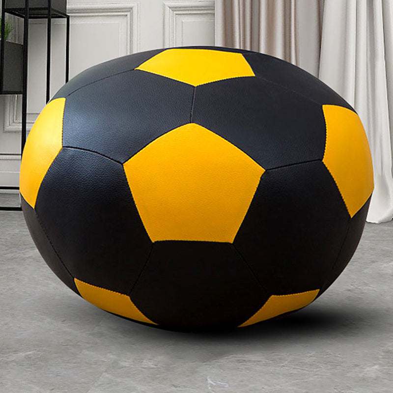 Contemporary Pouf Ottoman Faux Leather Upholstered Spherical Ottoman