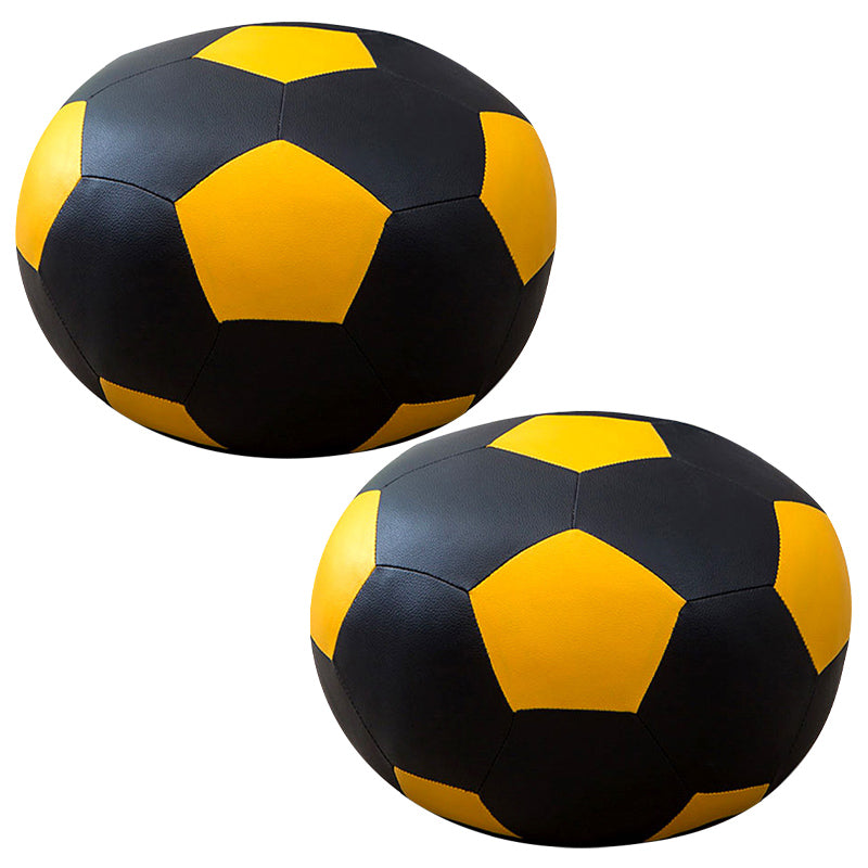 Contemporary Pouf Ottoman Faux Leather Upholstered Spherical Ottoman