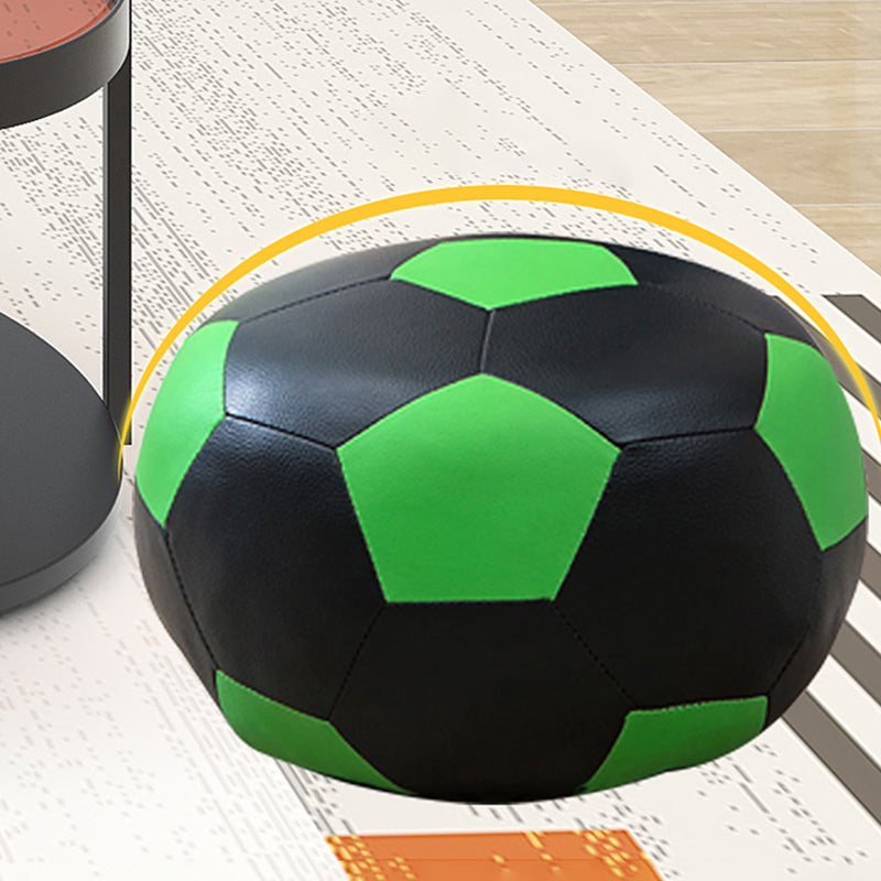 Contemporary Pouf Ottoman Faux Leather Upholstered Spherical Ottoman