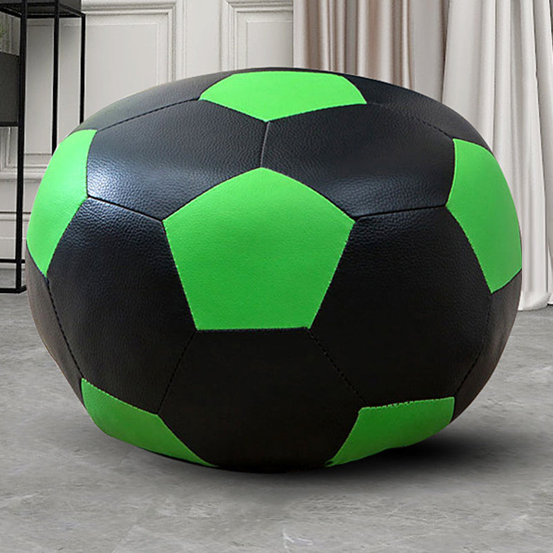 Contemporary Pouf Ottoman Faux Leather Upholstered Spherical Ottoman