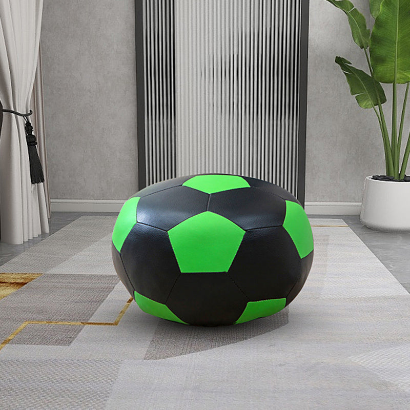 Contemporary Pouf Ottoman Faux Leather Upholstered Spherical Ottoman