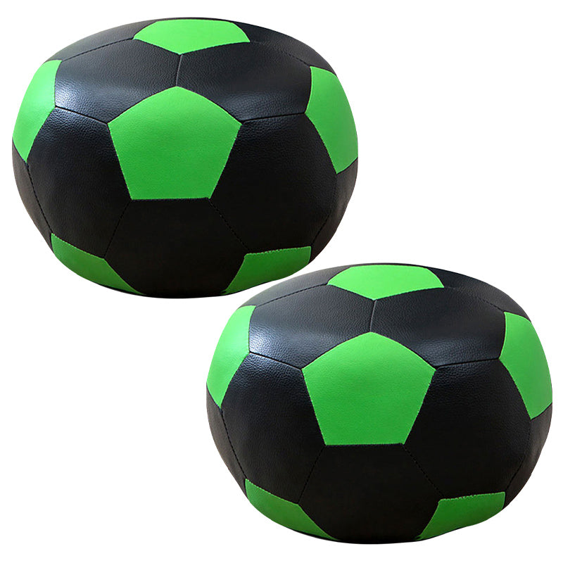 Contemporary Pouf Ottoman Faux Leather Upholstered Spherical Ottoman