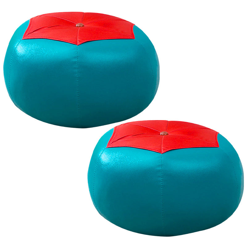 Contemporary Pouf Ottoman Faux Leather Upholstered Spherical Ottoman