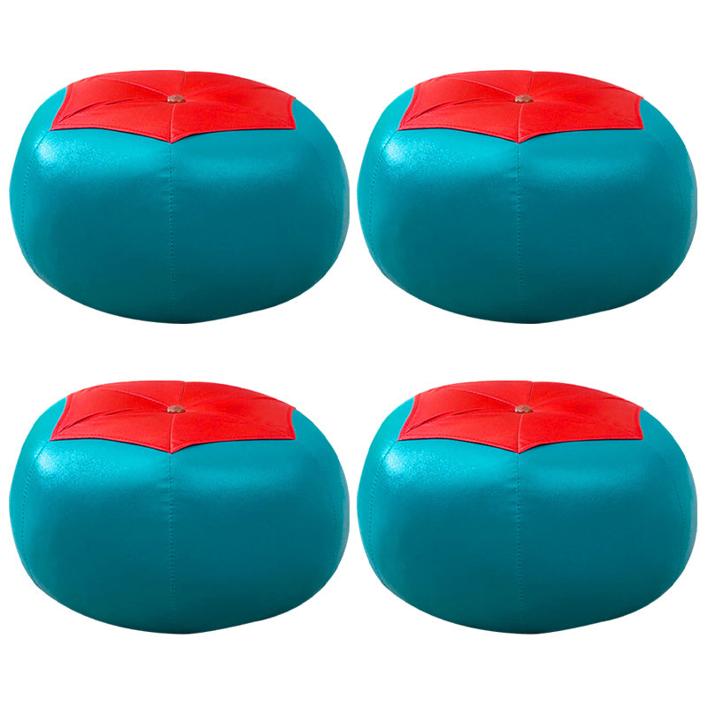 Contemporary Pouf Ottoman Faux Leather Upholstered Spherical Ottoman