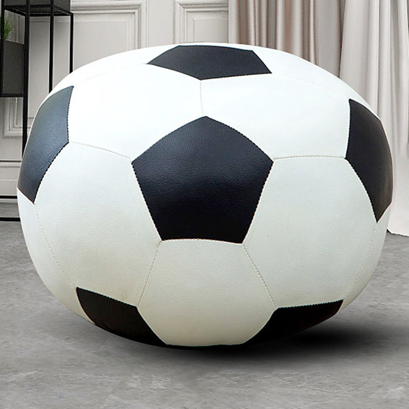 Contemporary Pouf Ottoman Faux Leather Upholstered Spherical Ottoman