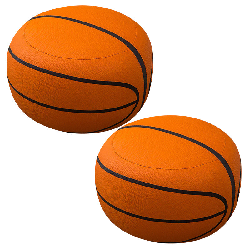 Contemporary Pouf Ottoman Faux Leather Upholstered Spherical Ottoman