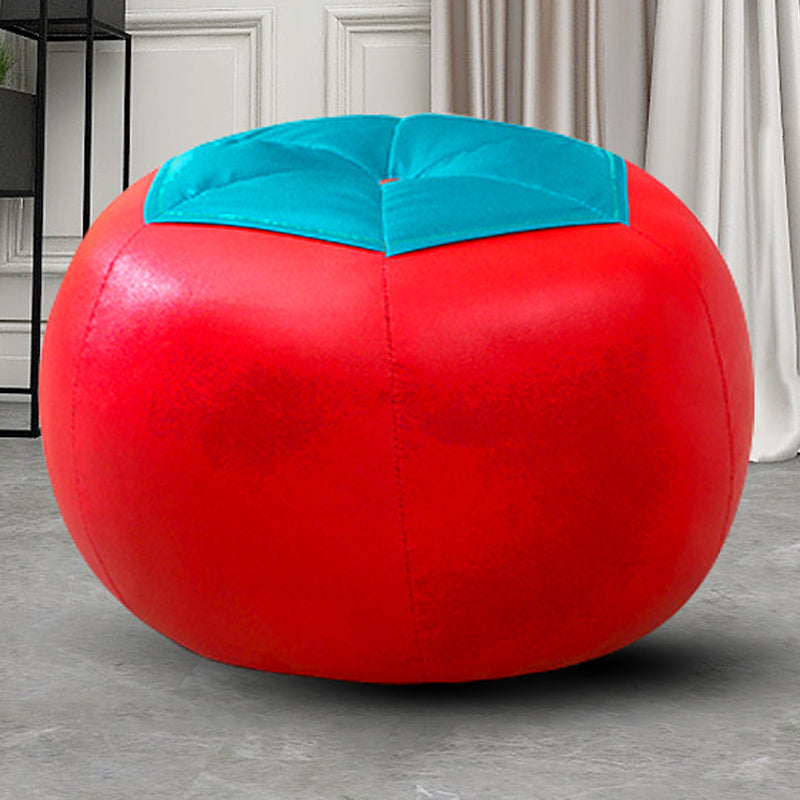 Contemporary Pouf Ottoman Faux Leather Upholstered Spherical Ottoman