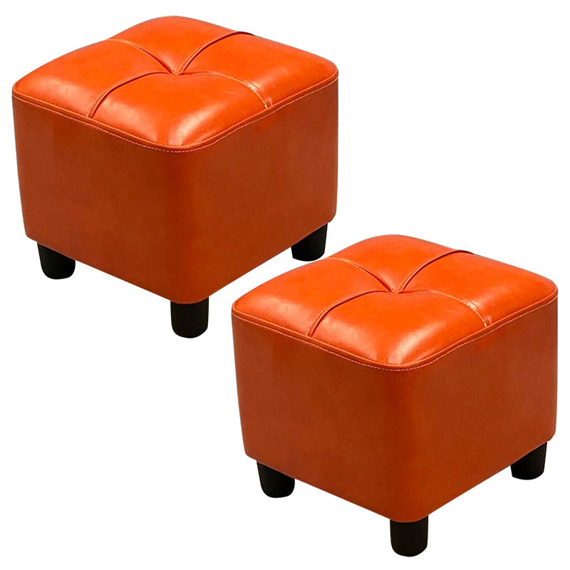 Modern Square Standard Faux Leather Solid Color Standard for Living Room