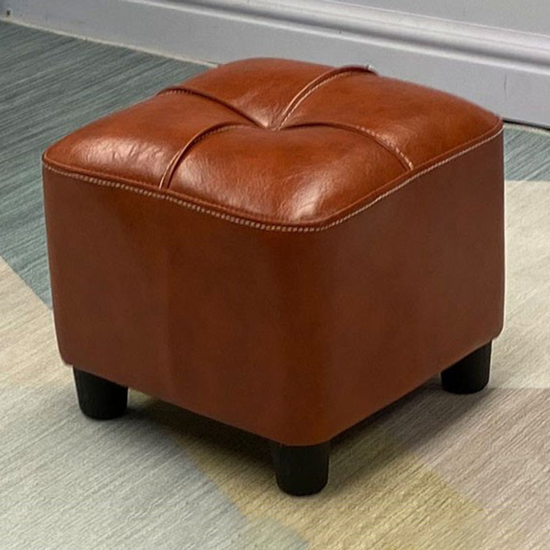 Modern Square Standard Faux Leather Solid Color Standard for Living Room