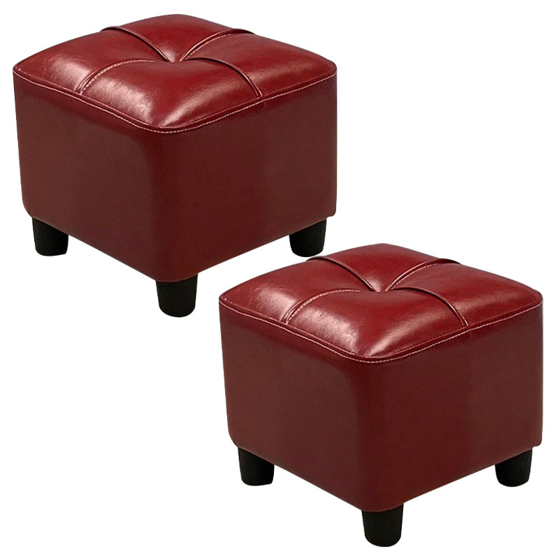 Modern Square Standard Faux Leather Solid Color Standard for Living Room