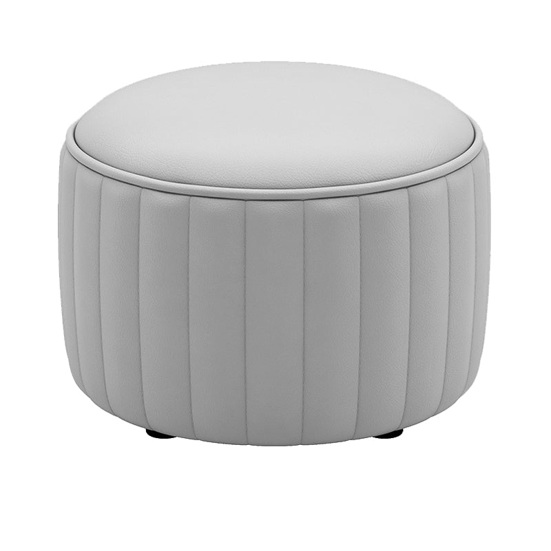 Orange Leather Pouf Modern Round Pure Color Pouf for Drawing Room