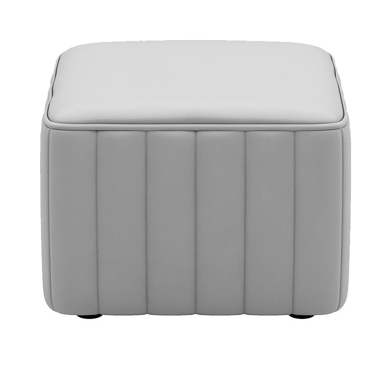 Orange Leather Pouf Modern Round Pure Color Pouf for Drawing Room