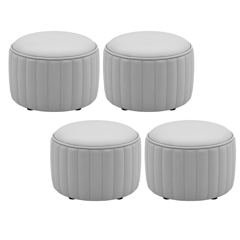 Orange Leather Pouf Modern Round Pure Color Pouf for Drawing Room