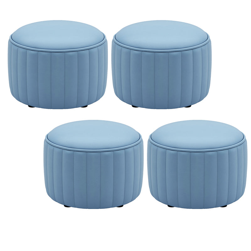 Orange Leather Pouf Modern Round Pure Color Pouf for Drawing Room